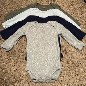 Carter’s Infant Long Sleeve Onesie Set - Gray, Navy Blue, Light Blue and Green